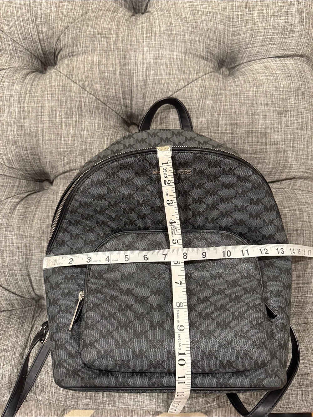 Michael Kors Bag Jet Set MK Logo Black Gray Backpack - Picture 17 of 17